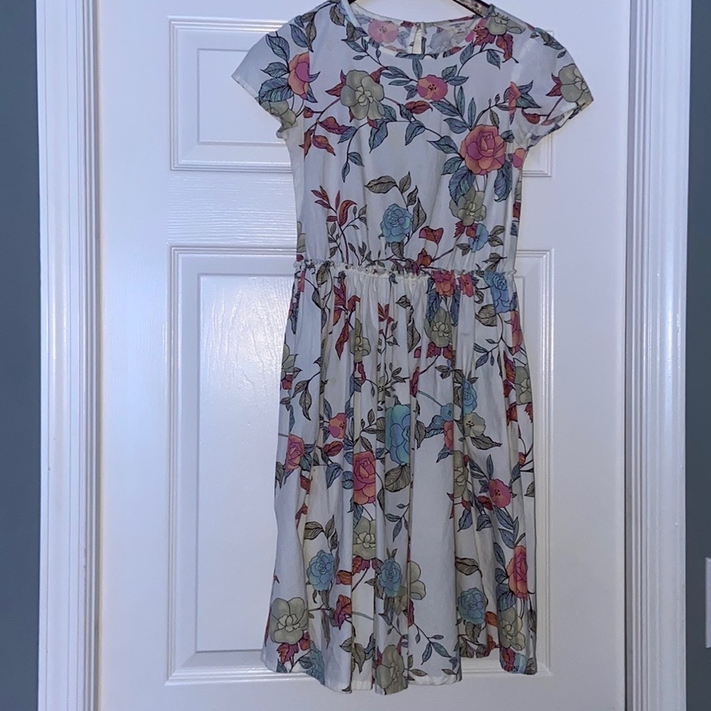 Land’s End Kids Floral Easter Spring Cotton Play Short Sleeve Dress size 10